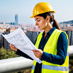 **

"A professional architect, fully clothed in modest attire, reviewing blueprints on a construction site in Barcelona, Spain.  She is wearing a hard hat and safety vest.  Modern buildings are visible in the background.  Safe for work, appropriate content, perfect anatomy, correct proportions, natural pose, professional photography, high quality, well-formed hands, proper finger count, natural body proportions."

**