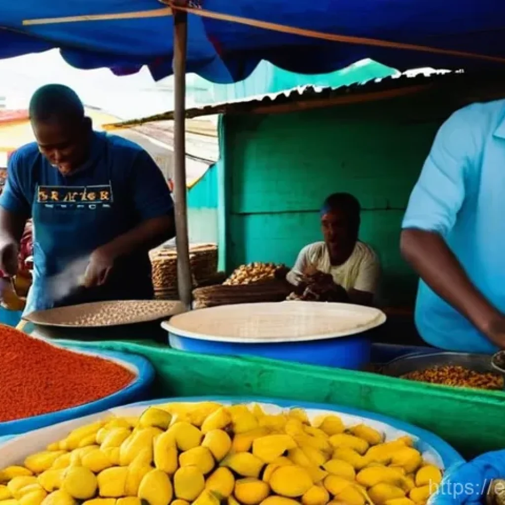 아이티에서 즐기는 로컬 마켓 쇼핑 가이드 - **Vibrant Haitian Market Energy:**
    "A bustling and colorful open-air market in Haiti, teeming wi...