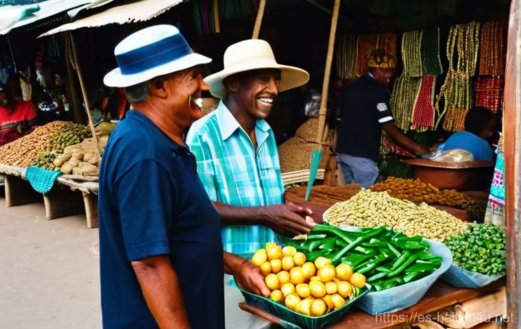 아이티에서 즐기는 로컬 마켓 쇼핑 가이드 - **Haitian Artisan's Craftsmanship:**
    "A focused and detailed shot highlighting the skillful craf...