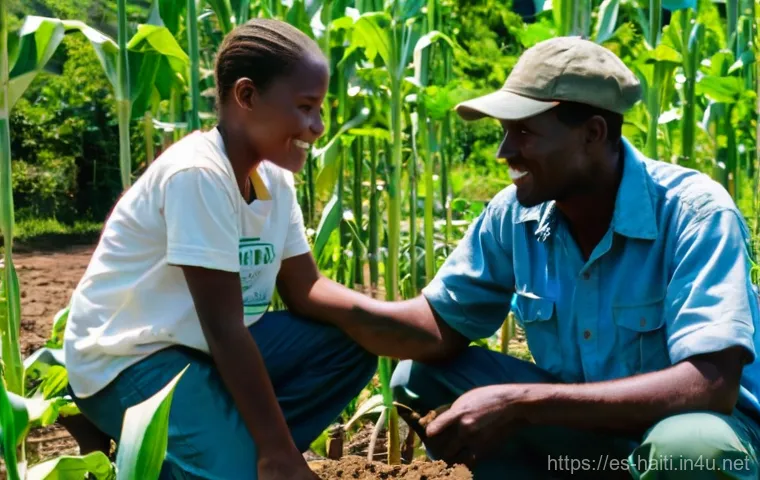 아이티에서 봉사활동 및 NGO 참여 방법 - **Prompt:** A vibrant scene inside a simple, open-air classroom in a rural Haitian village. A female...