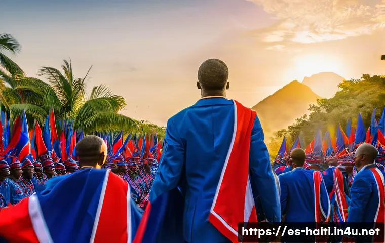 아이티에서 유명한 정치적 사건 및 논란 - **Haitian Independence: The Dawn of Freedom**
A vibrant and triumphant scene depicting the celeb...