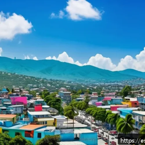 Home 30 아이티에서 살기 위한 주거 옵션과 가격 비교 - A vibrant urban scene of Port-au-Prince, Haiti, showcasing a mix of modern residential buildings and...