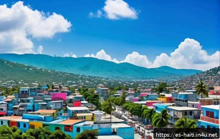 아이티에서 살기 위한 주거 옵션과 가격 비교 - A vibrant urban scene of Port-au-Prince, Haiti, showcasing a mix of modern residential buildings and...